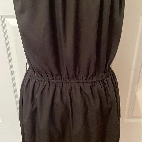 Lush Black One Shoulder Ruffled Edge Black Dress Lined Small Elastic Waist EUC - Picture 4 of 11